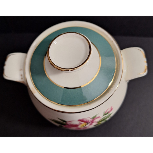 Homer Laughlin Sugar Bowl & Lid Empire Green Cavalier Egg Shell - Picture 2 of 6